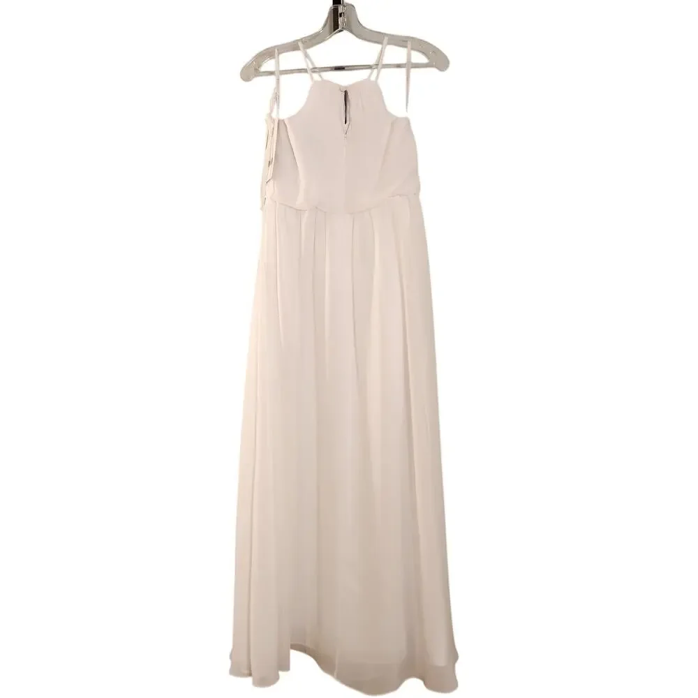 CHRISTINA WU NWT White Chiffon Halter Dress, Girls Size 10